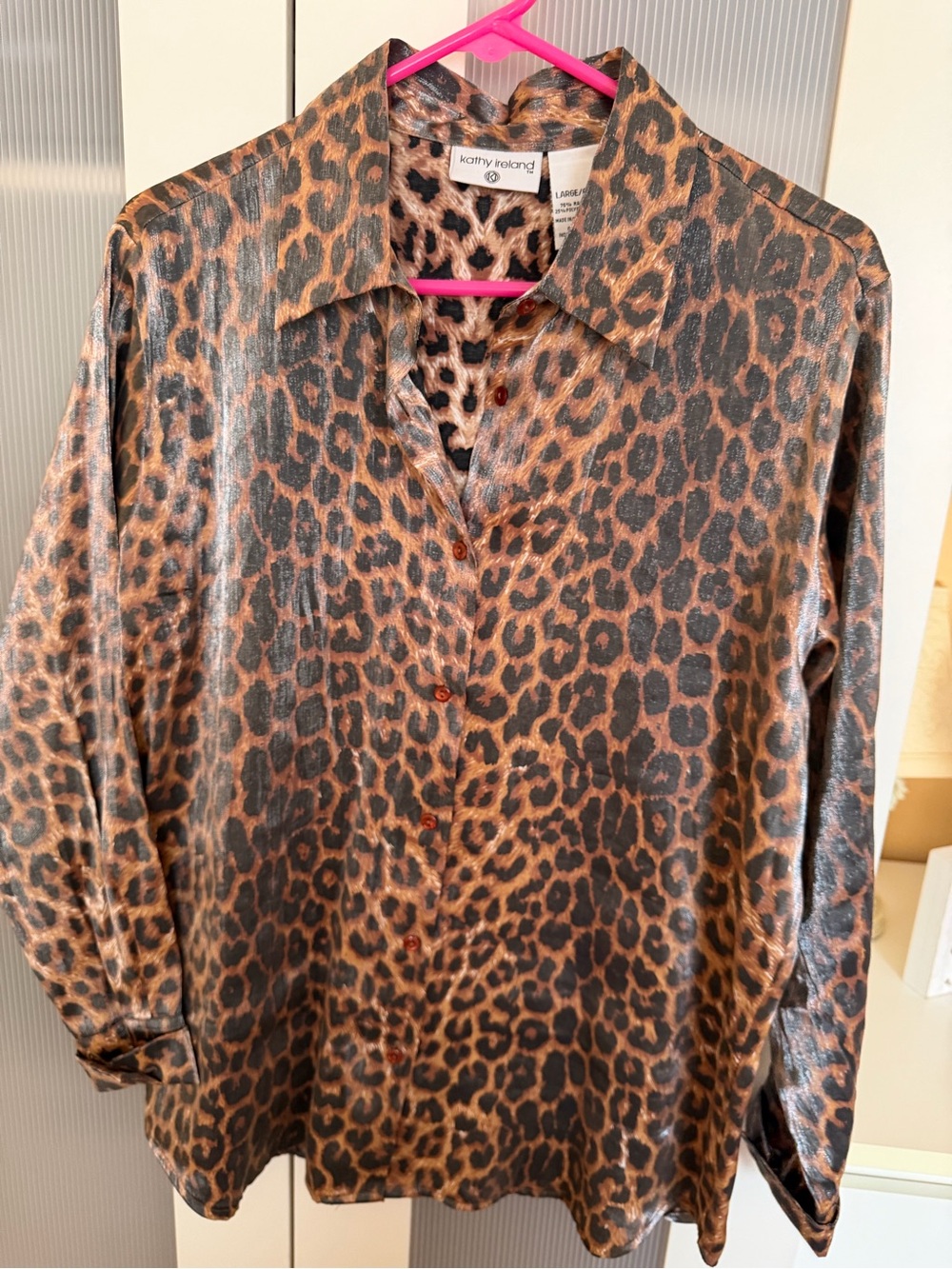 kathy ireland Leopard Print Blouse in Brown and Black